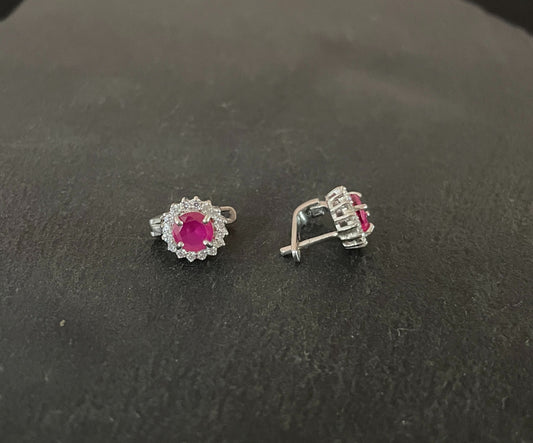 Ruby and Cubic Zirconia Studs image 1