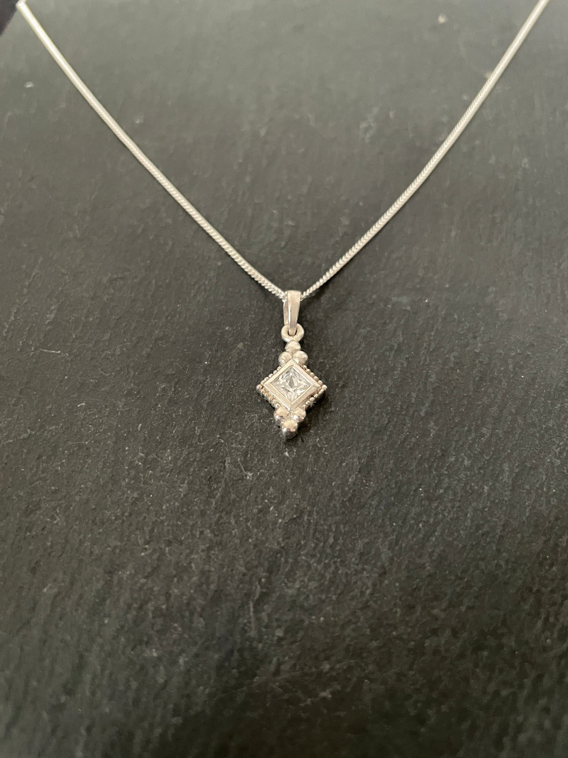 Cubic Zirconia Diamond Shaped Pendant image 1