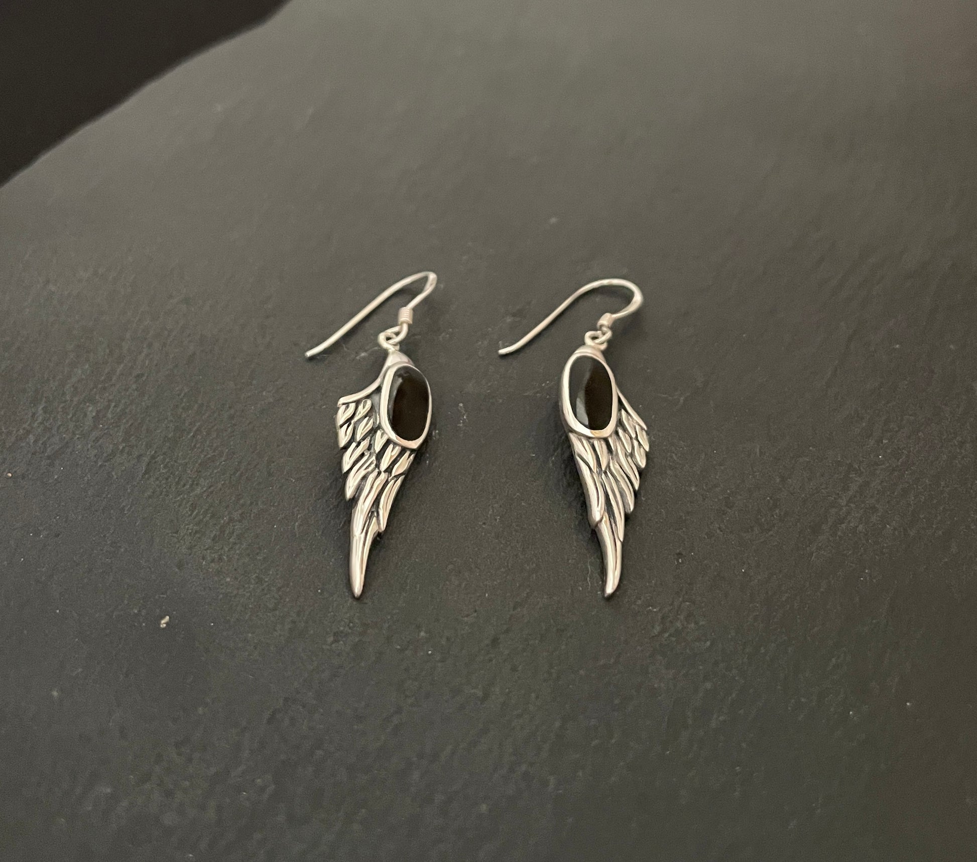 Angel Wing Black Onyx Earrings image 1