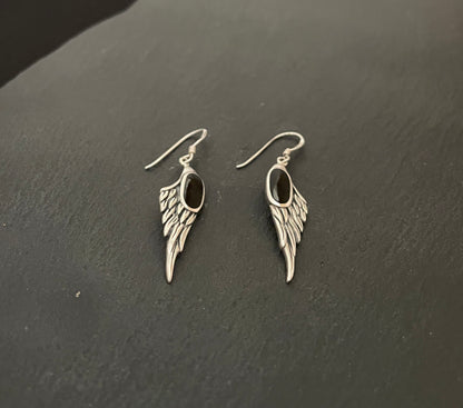 Angel Wing Black Onyx Earrings image 1