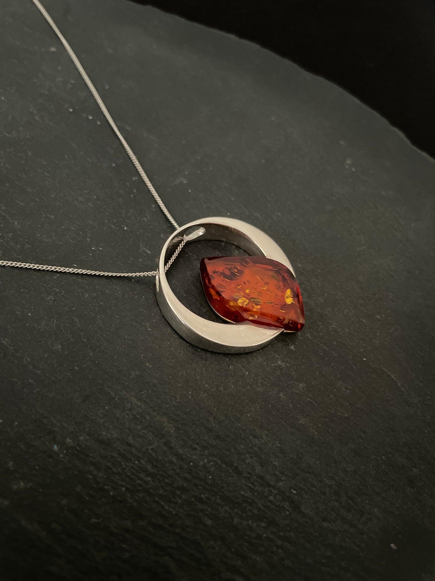 Amber and Silver Pendant image 2