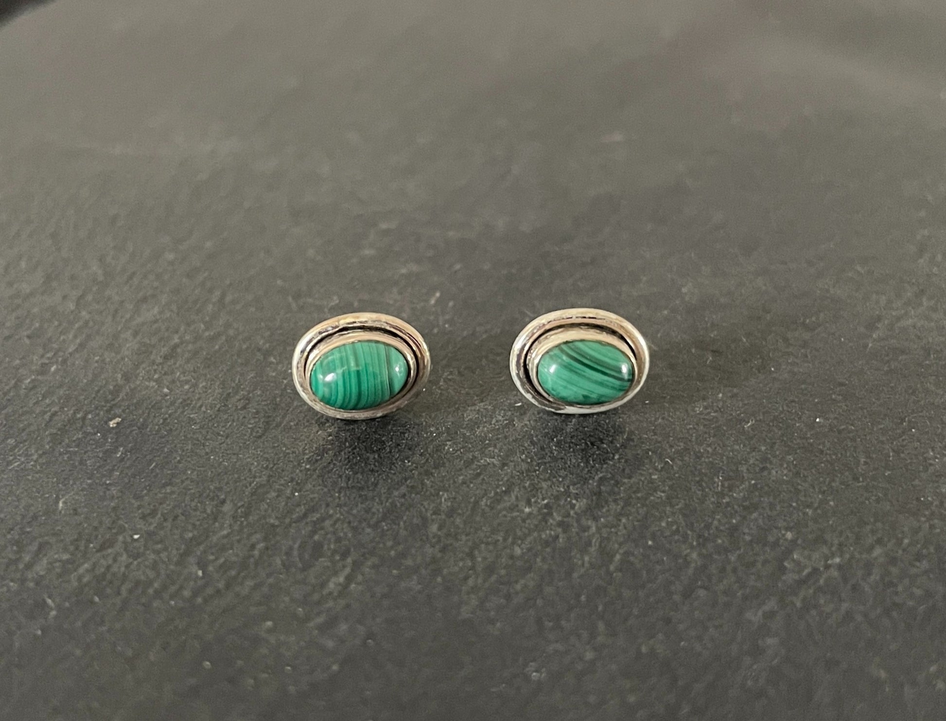 Oval Malachite Stud Earrings image 0
