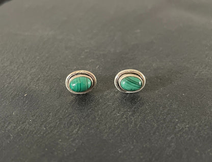 Oval Malachite Stud Earrings image 0