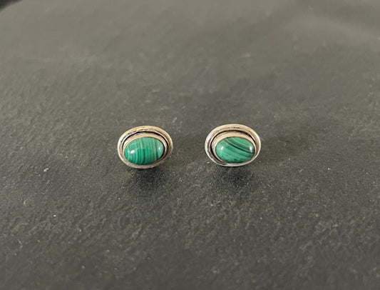 Oval Malachite Stud Earrings image 0