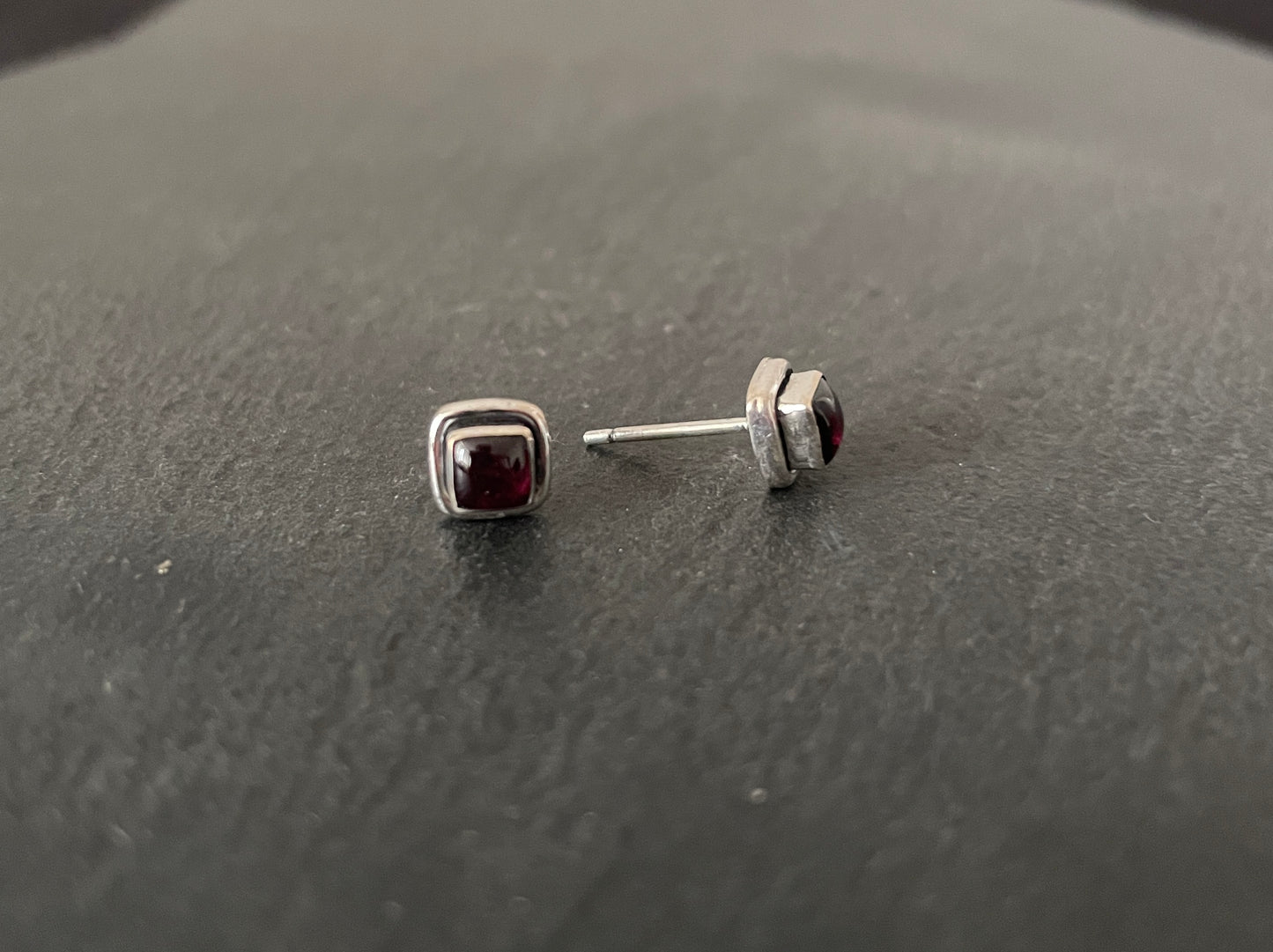 Square Garnet Stud Earrings image 1
