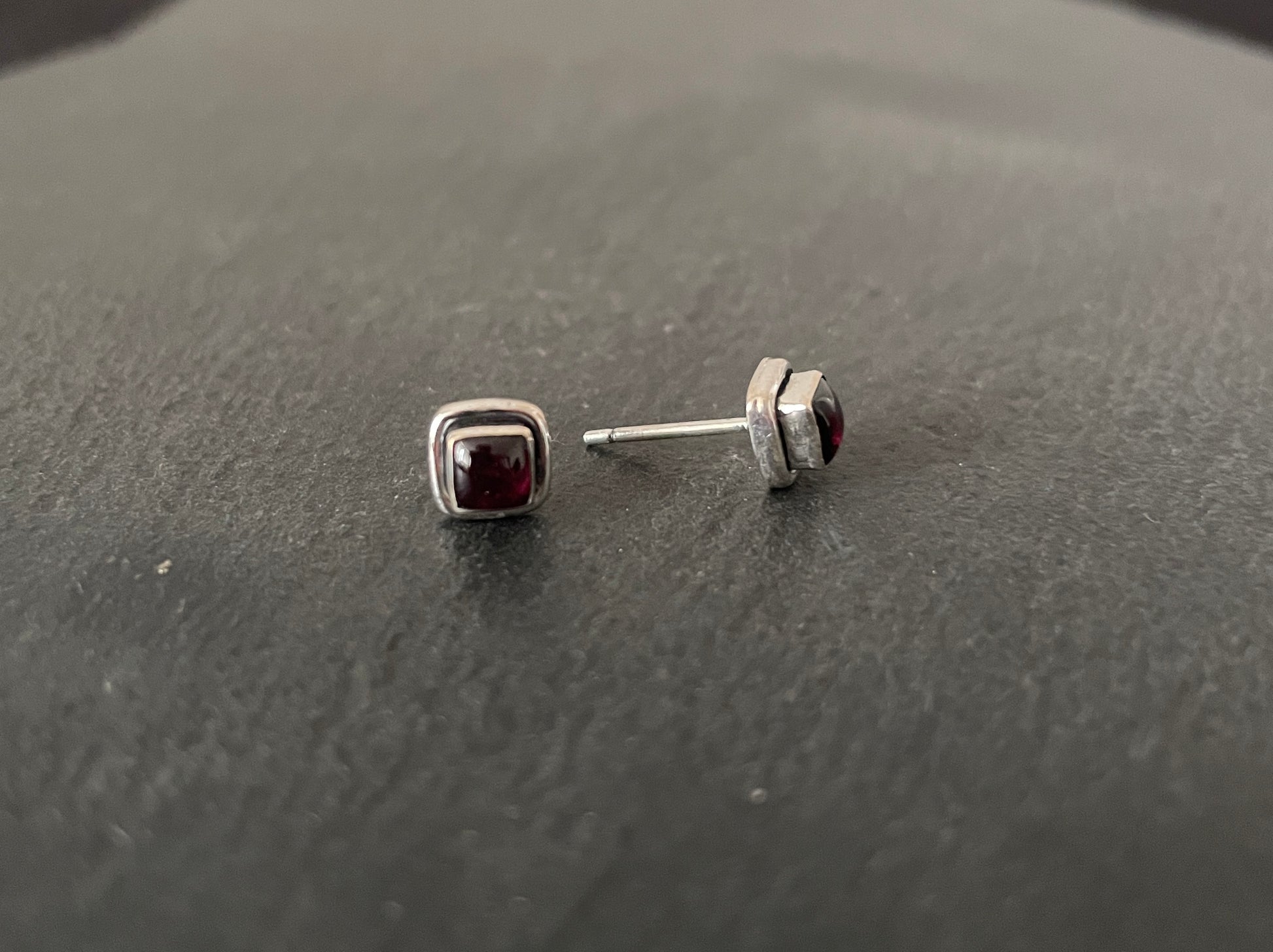 Square Garnet Stud Earrings image 1
