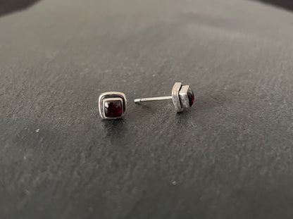 Square Garnet Stud Earrings image 1
