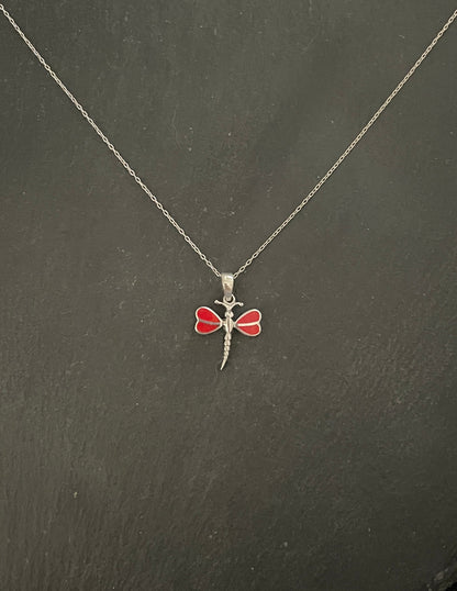 Coral Dragonfly Pendant image 0