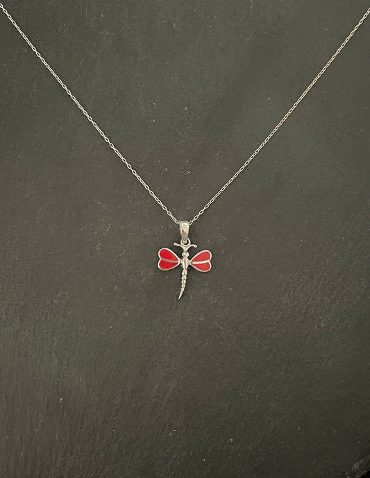 Coral Dragonfly Pendant image 0