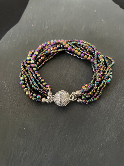 Multi Row Coloured Round Bead Bracelet image 4