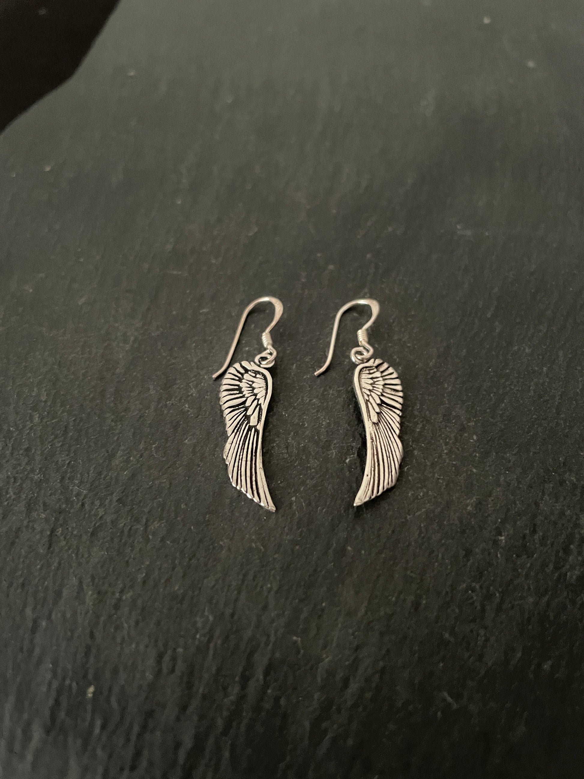 Silver Angel Wing Earrings image 1