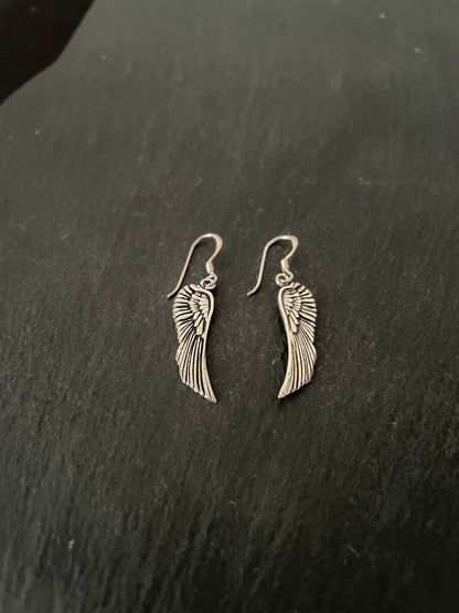 Silver Angel Wing Earrings image 1