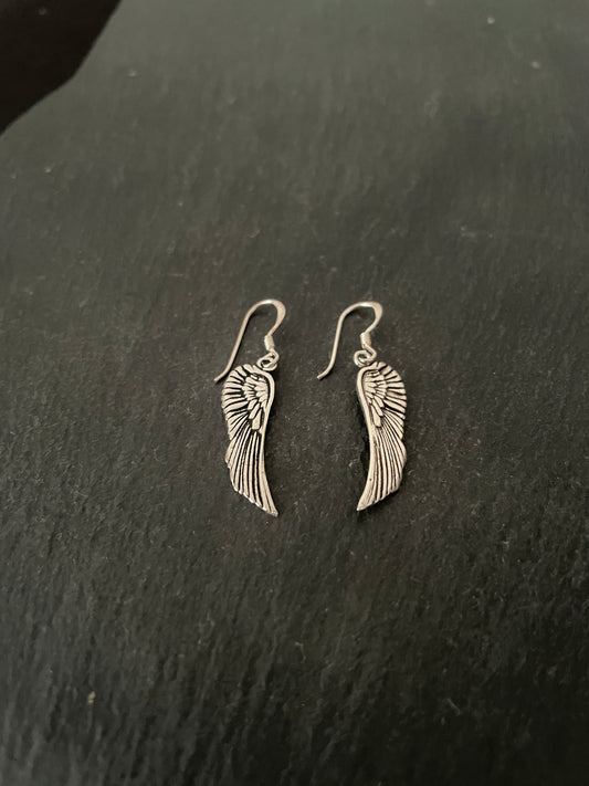 Silver Angel Wing Earrings image 1