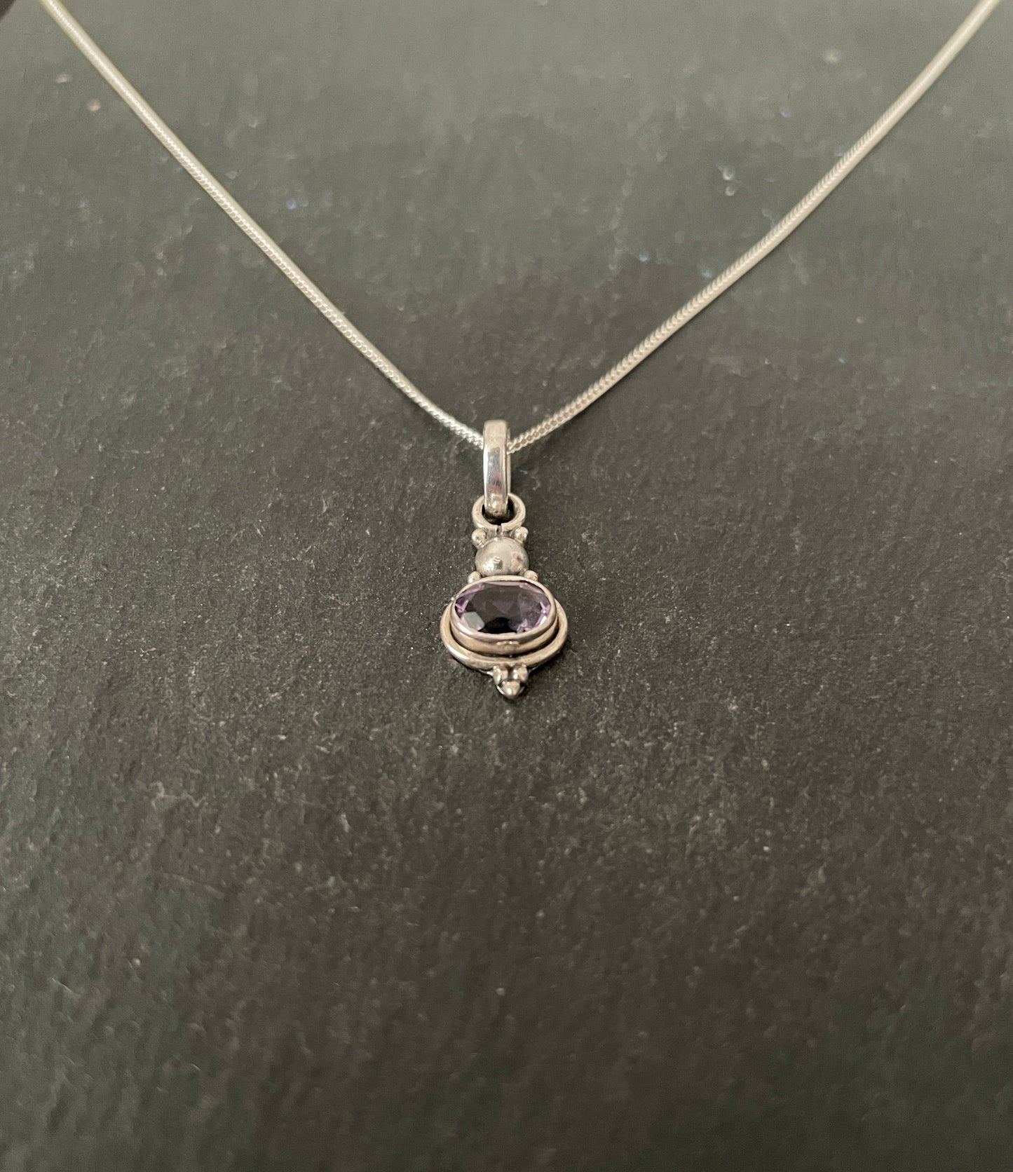 Amethyst and Silver Oval Pendant image 1