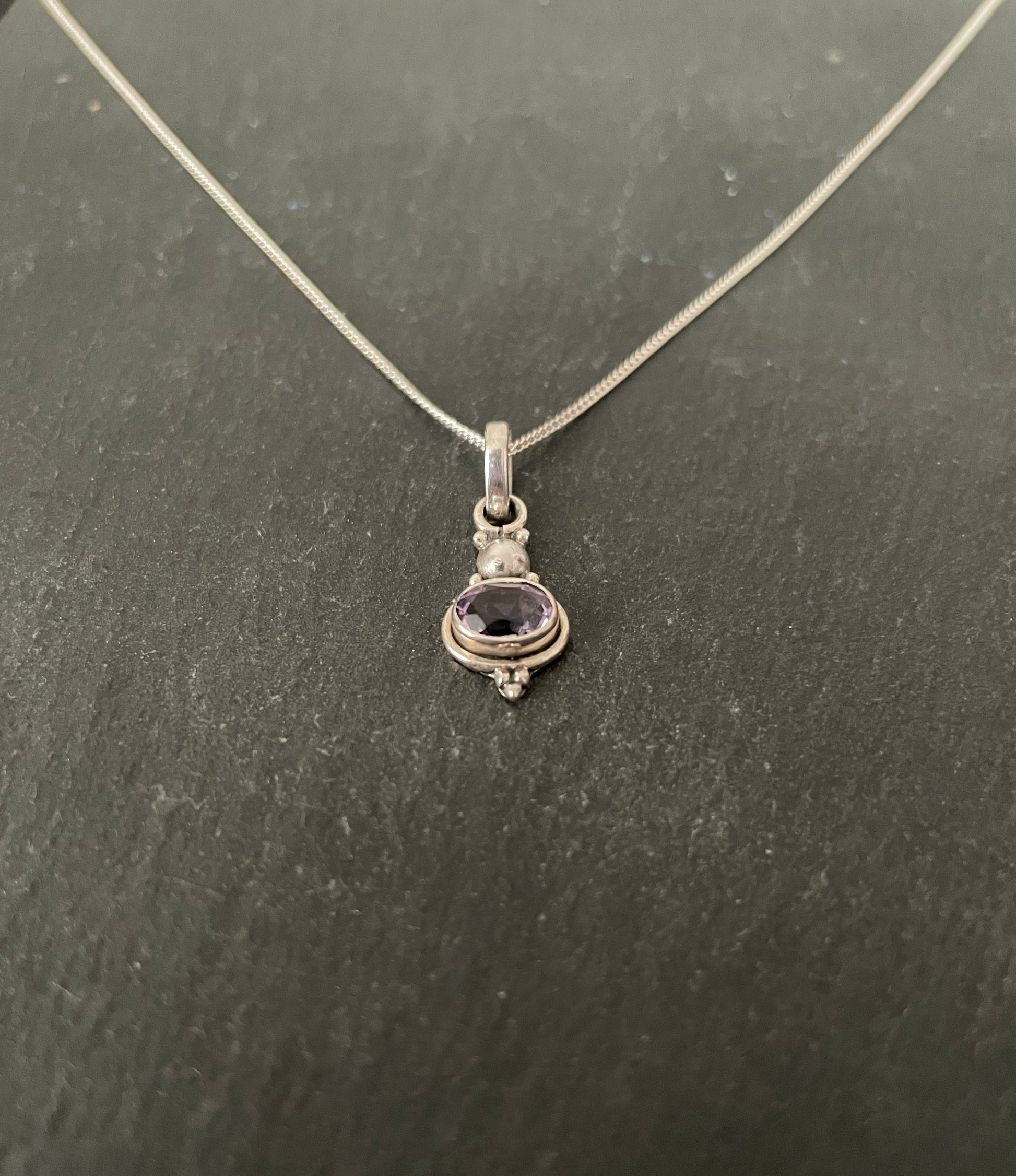 Amethyst and Silver Oval Pendant image 1