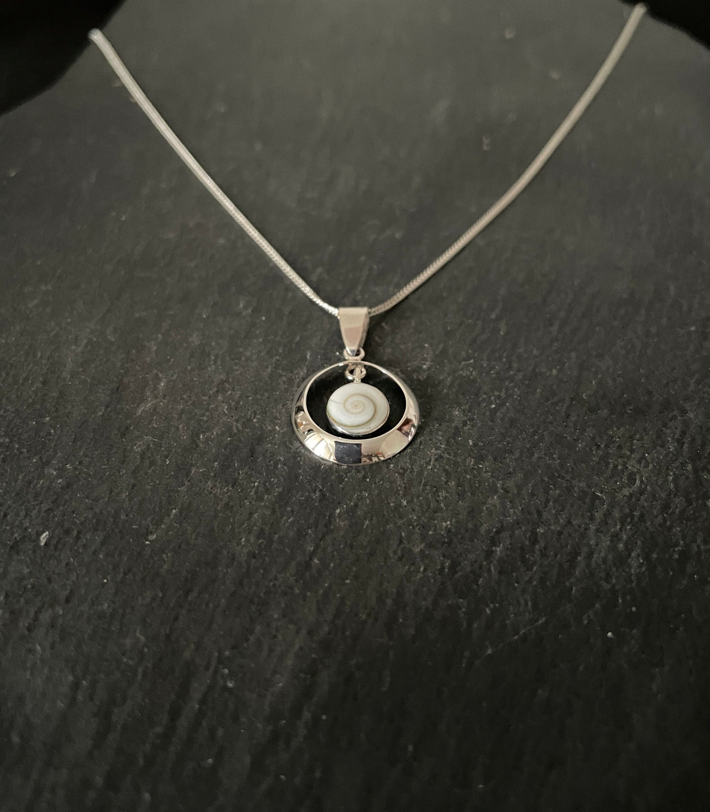 Shiva Shell and Silver Round Pendant image 1