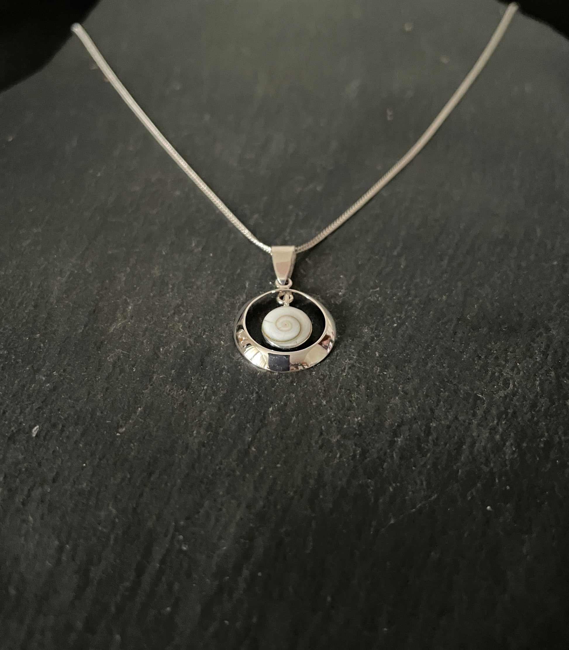 Shiva Shell and Silver Round Pendant image 1