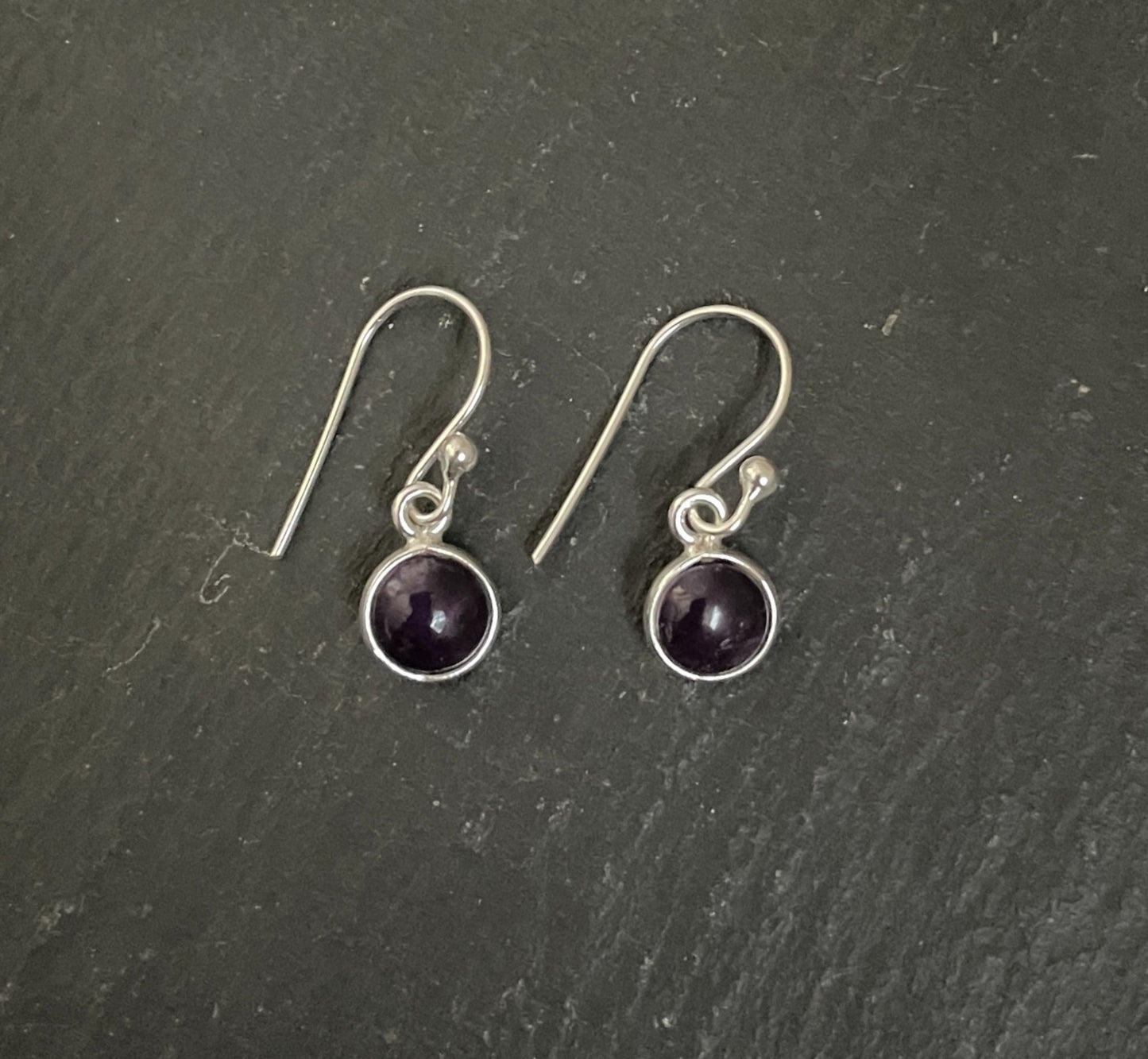 Round Amethyst Earrings image 0