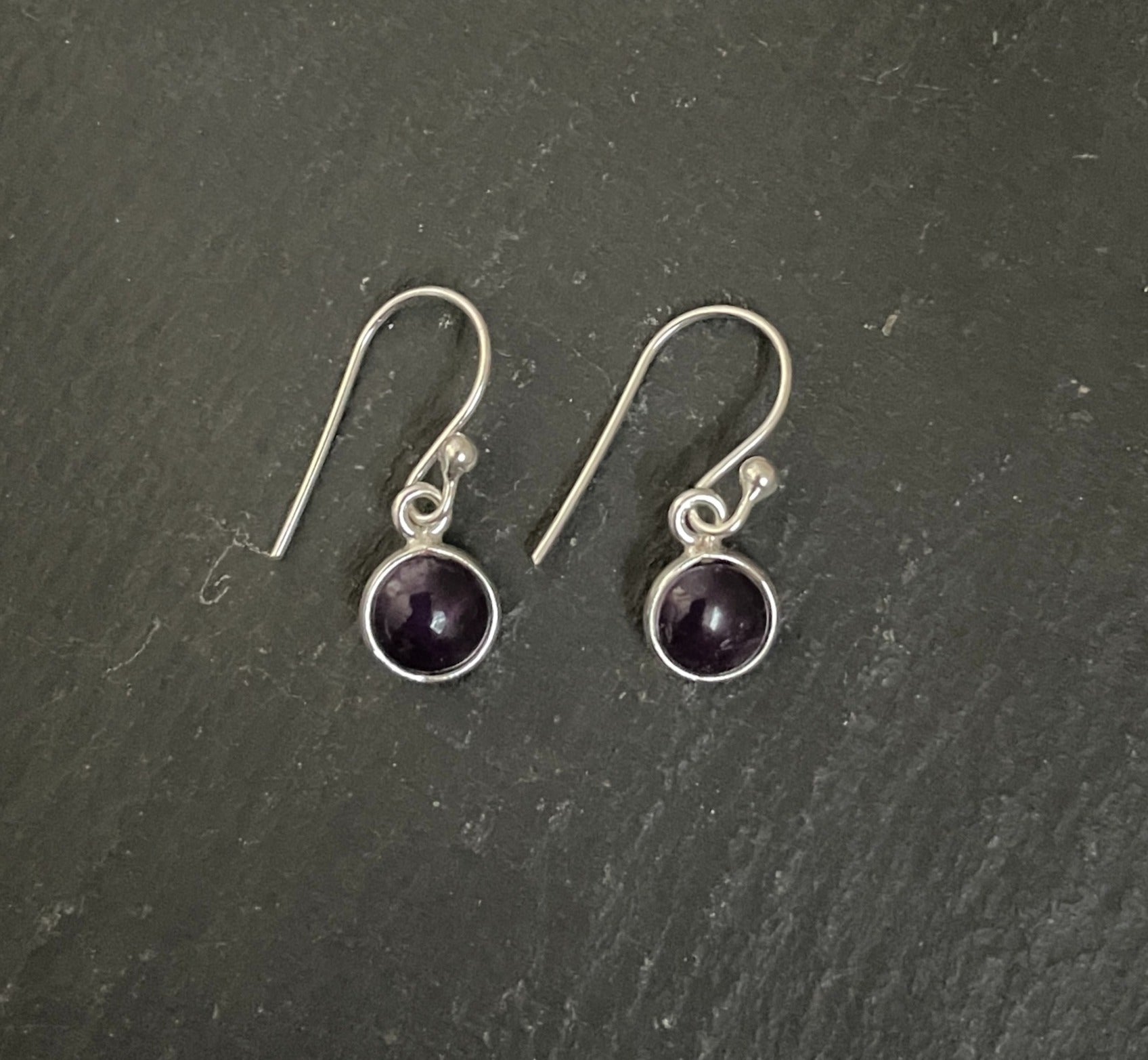 Round Amethyst Earrings image 0