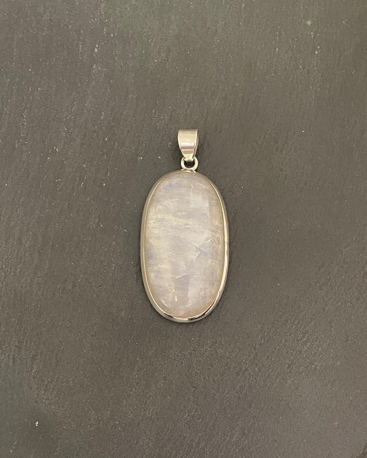 Moonstone and Silver Oval Pendant image 0