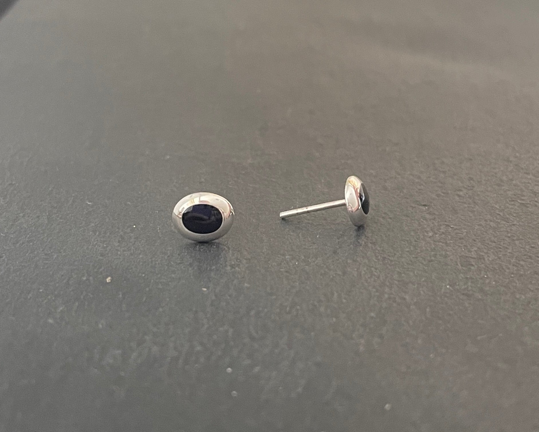 Black Onyx Oval Stud Earrings image 1
