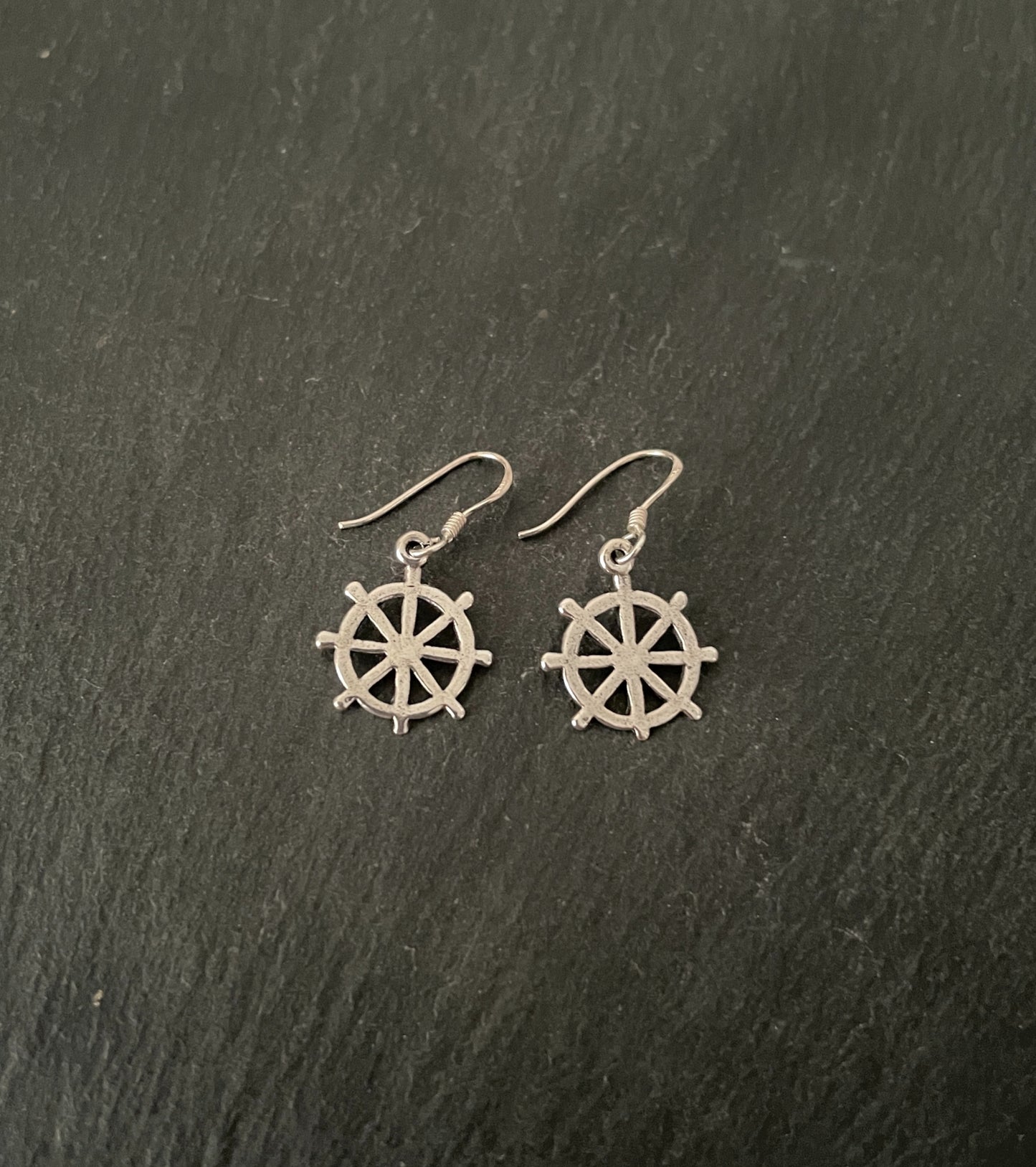 Silver Wheel Earrings image 0