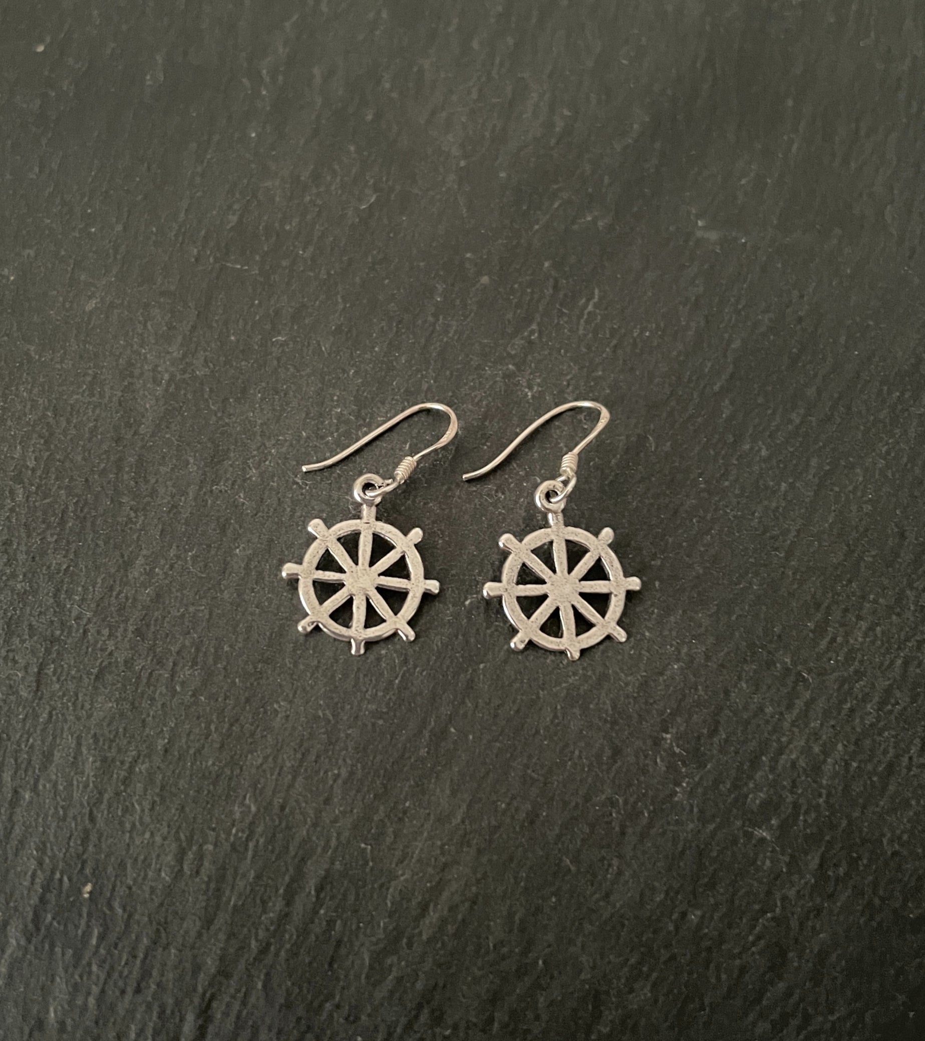 Silver Wheel Earrings image 0