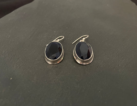 Large Sapphire Oval Drop Earrings image 1