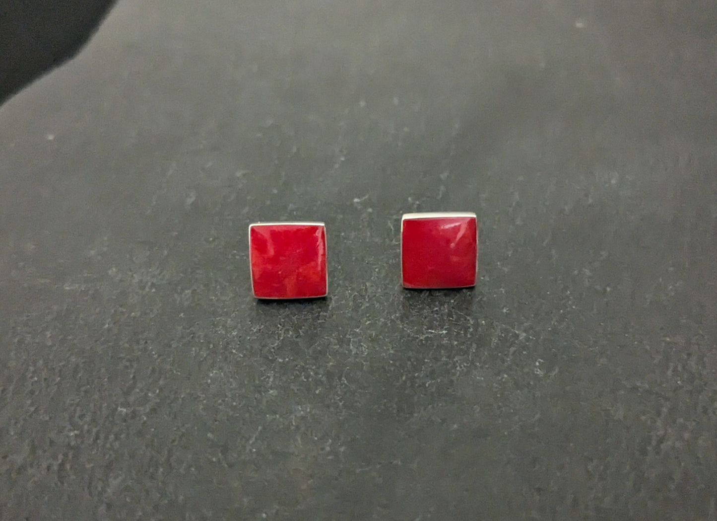 Coral Square Stud Earrings image 0