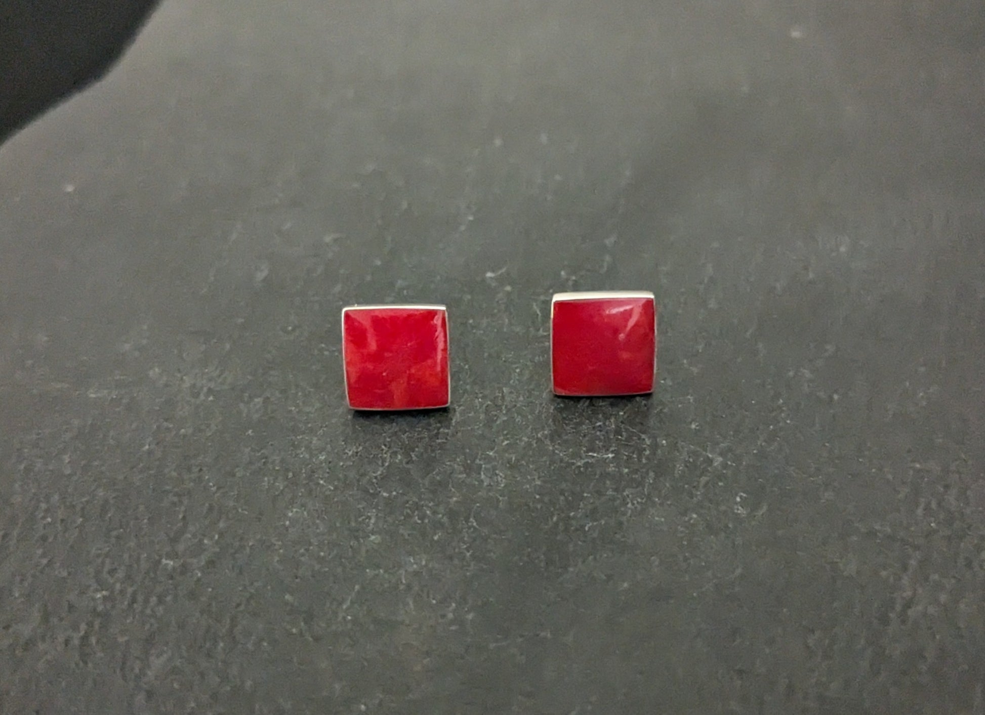 Coral Square Stud Earrings image 0