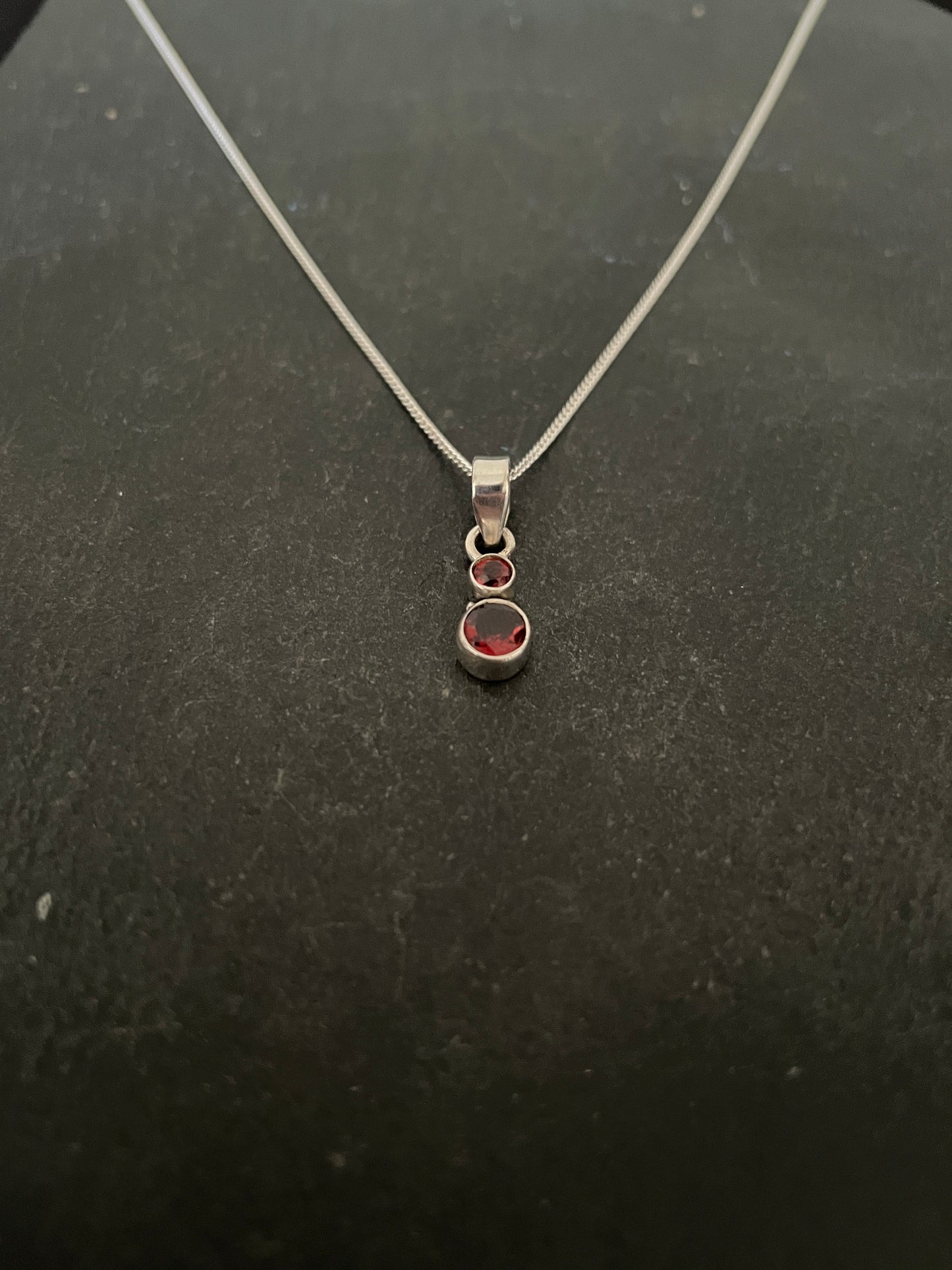 Two Stone Round Garnet Pendant image 1