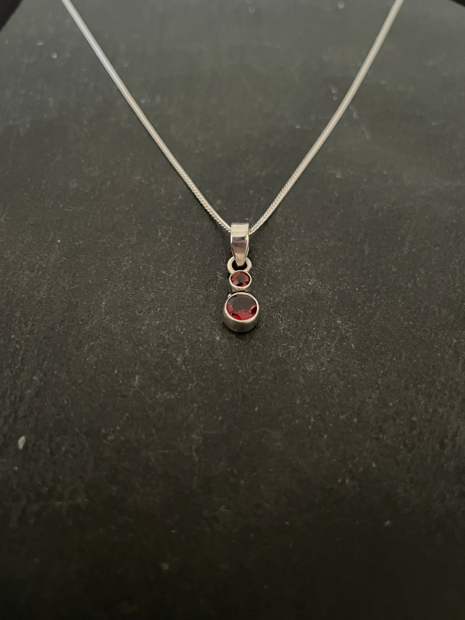 Two Stone Round Garnet Pendant image 1