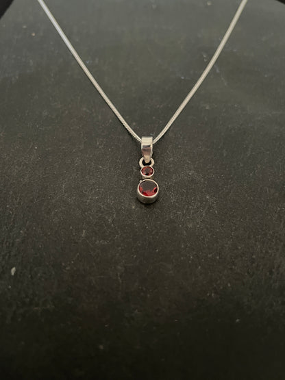 Two Stone Round Garnet Pendant image 1