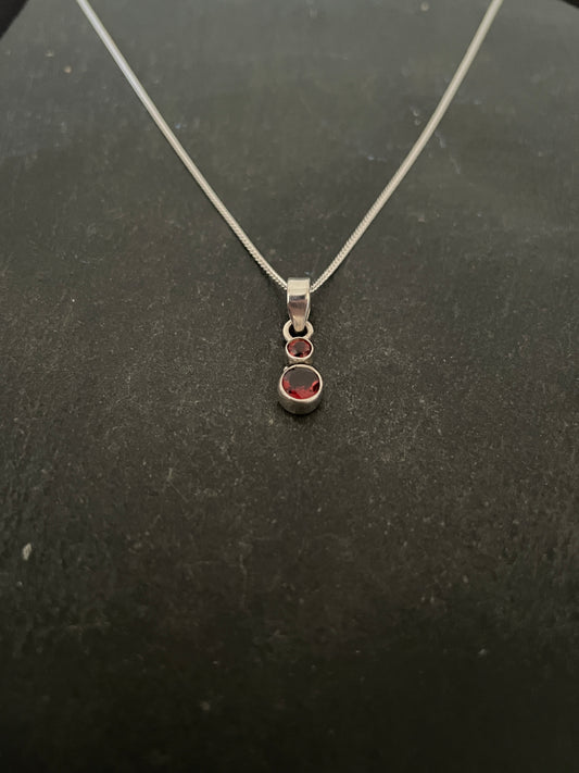 Two Stone Round Garnet Pendant image 1