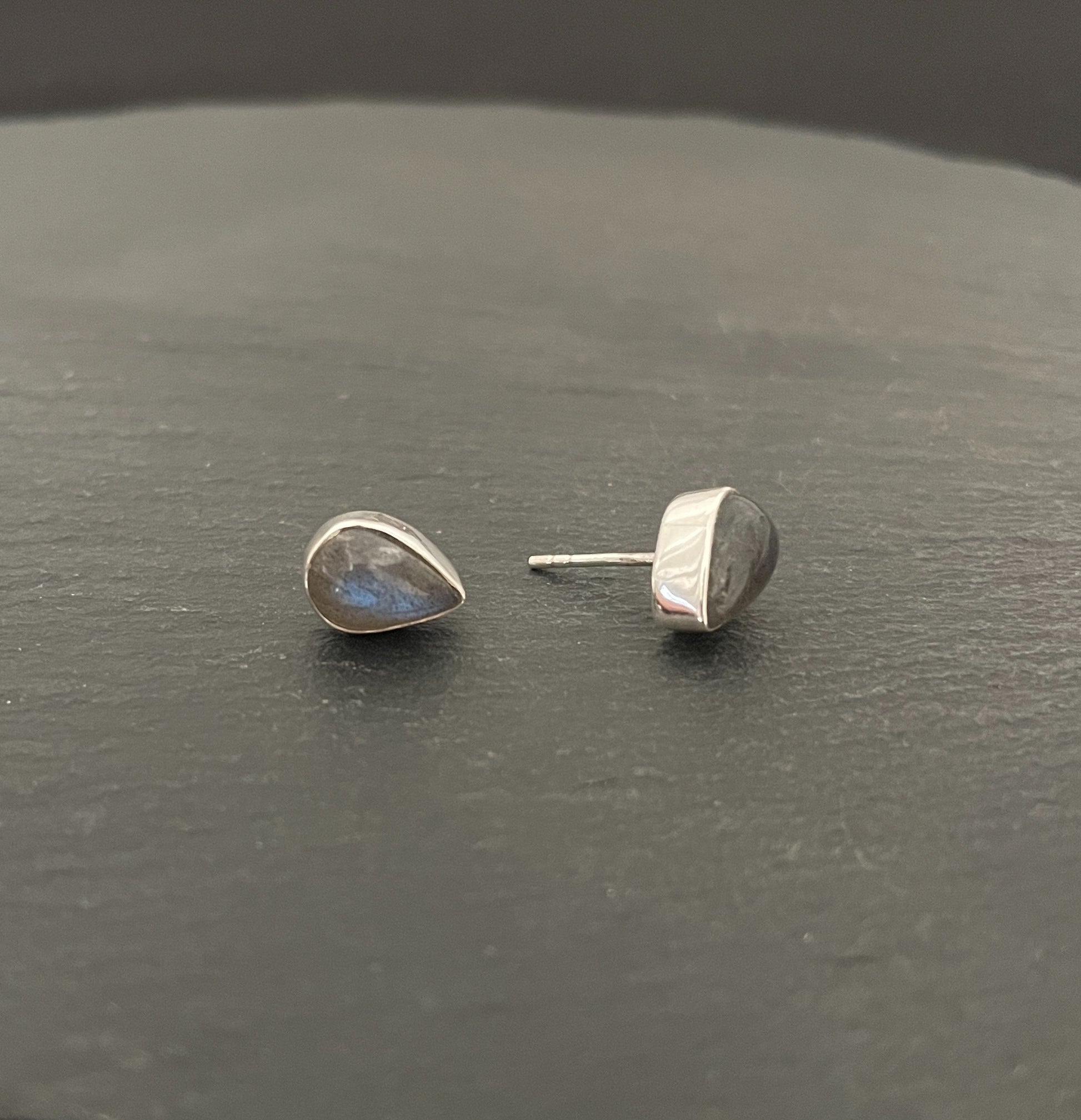 Labradorite Teardrop Stud Earrings image 1