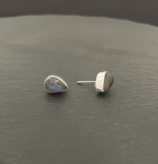 Labradorite Teardrop Stud Earrings image 1