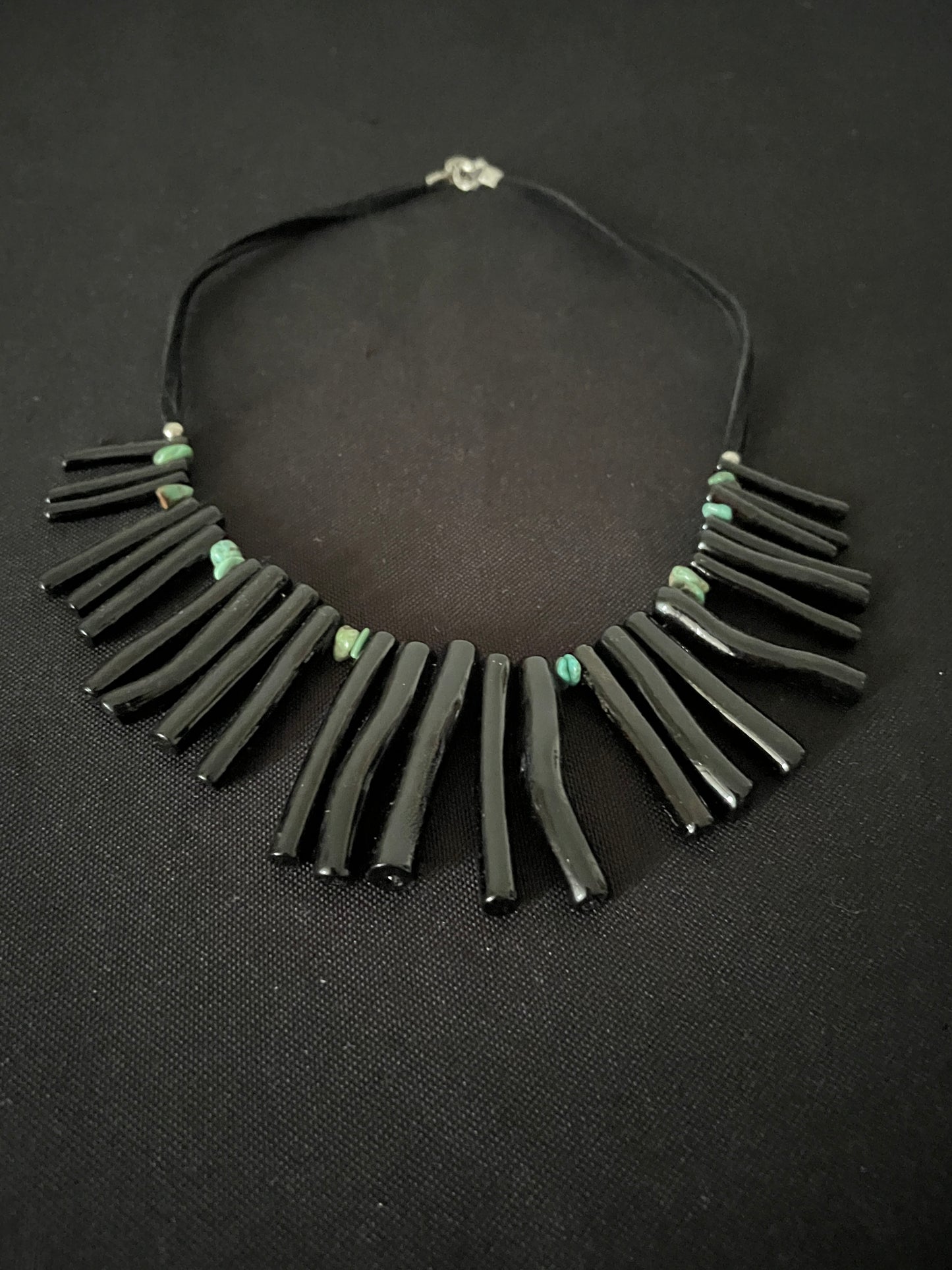 Black Bamboo and Bead Necklace image 7