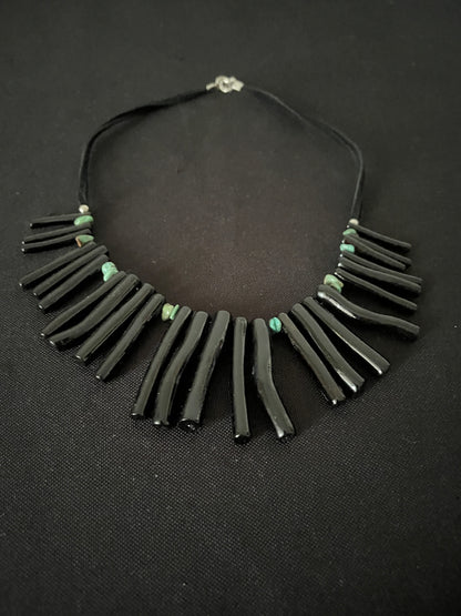 Black Bamboo and Bead Necklace image 7
