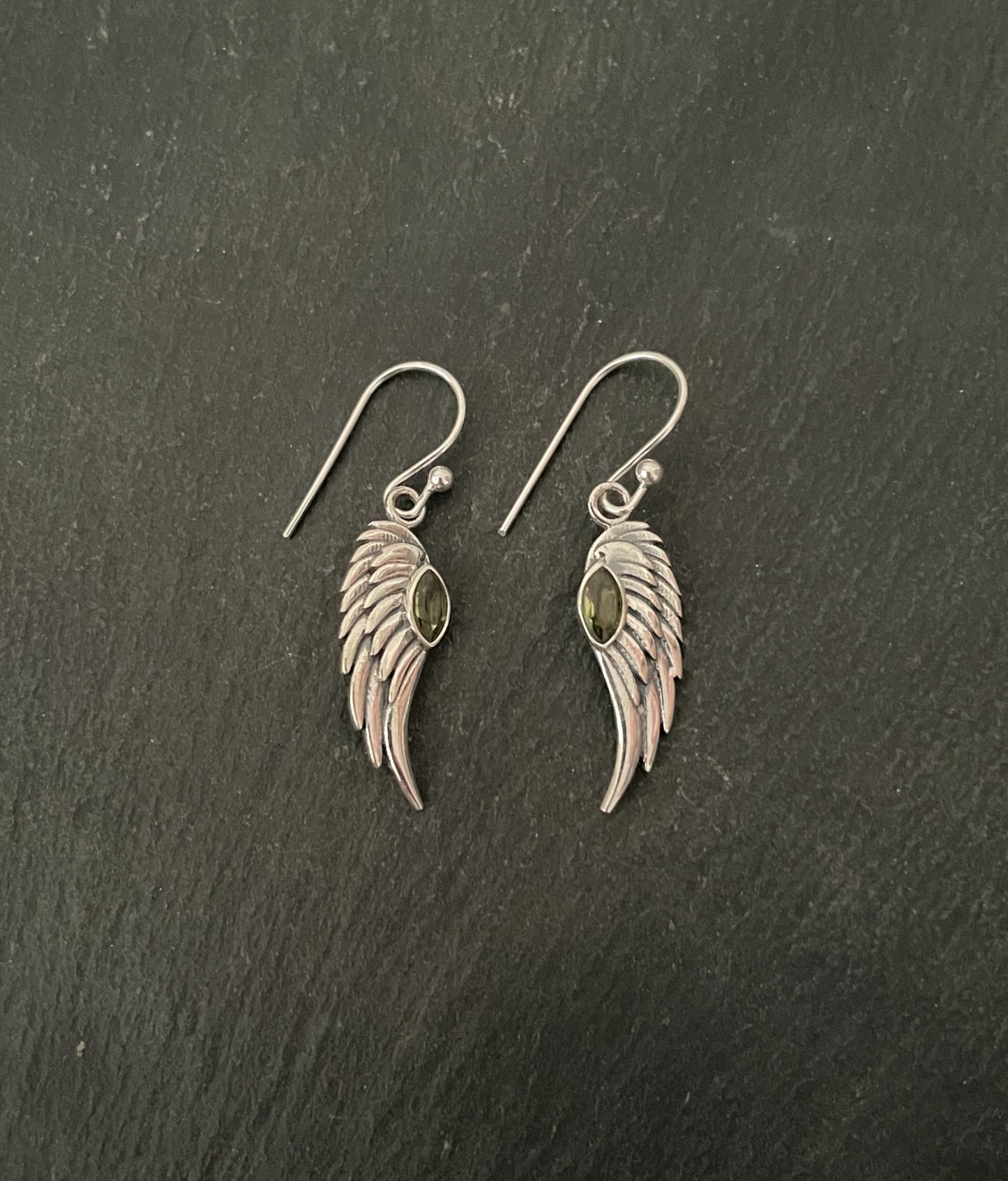 Peridot Angel Wing Earrings image 0