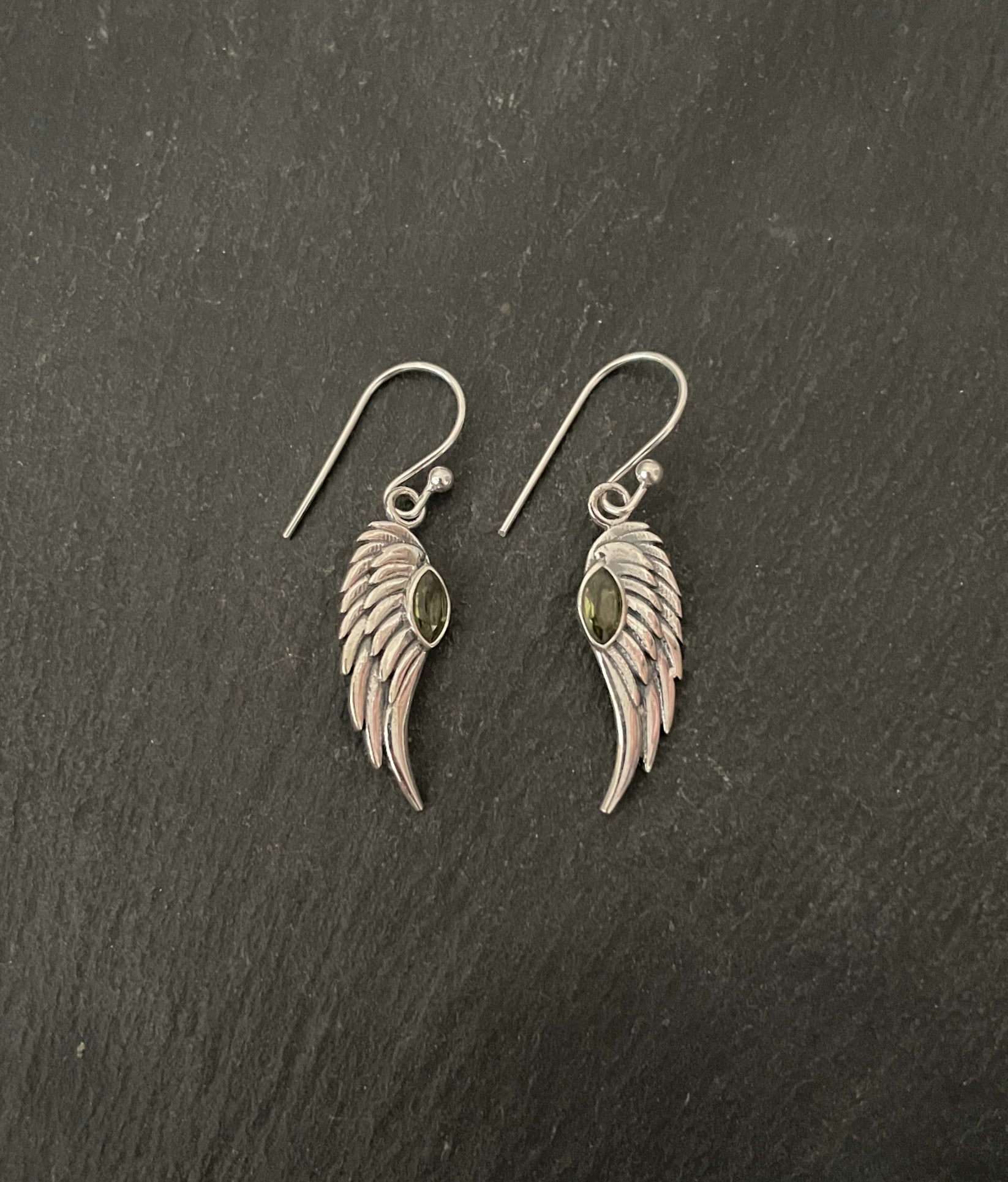 Peridot Angel Wing Earrings image 0