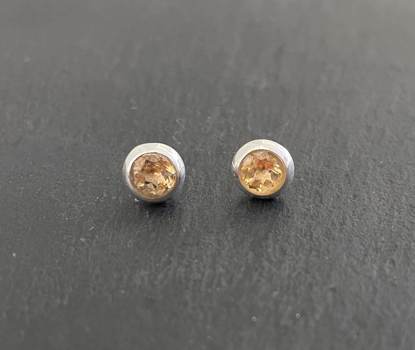 Round Citrine Stud Earrings image 0