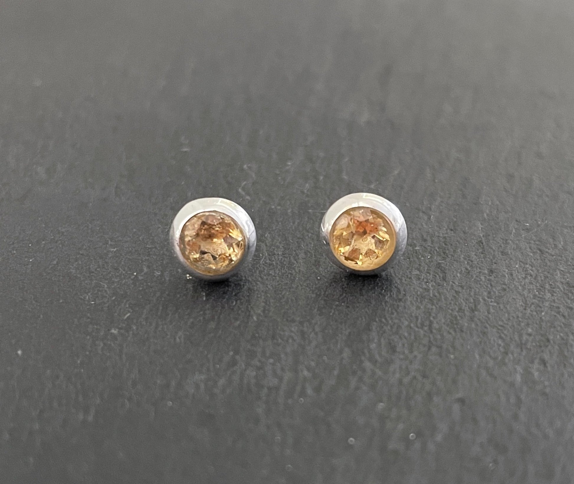 Round Citrine Stud Earrings image 0
