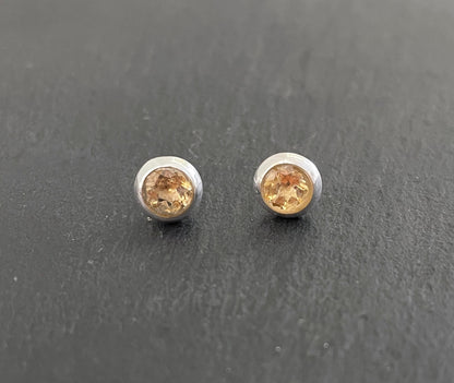 Round Citrine Stud Earrings image 0