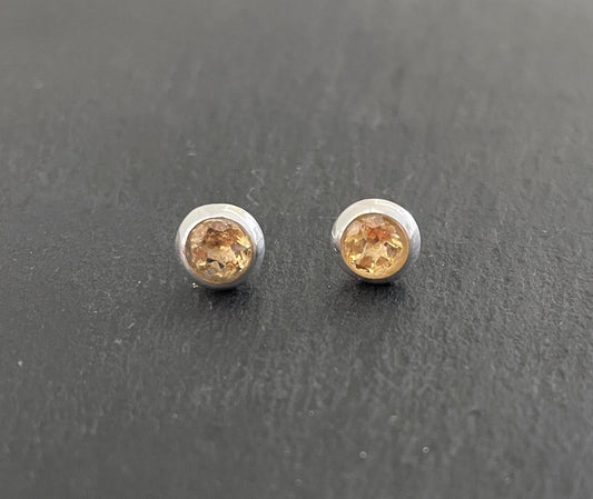 Round Citrine Stud Earrings image 0