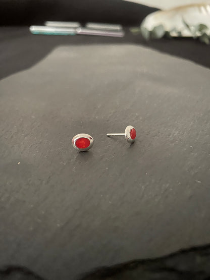 Coral Oval Stud Earrings image 1