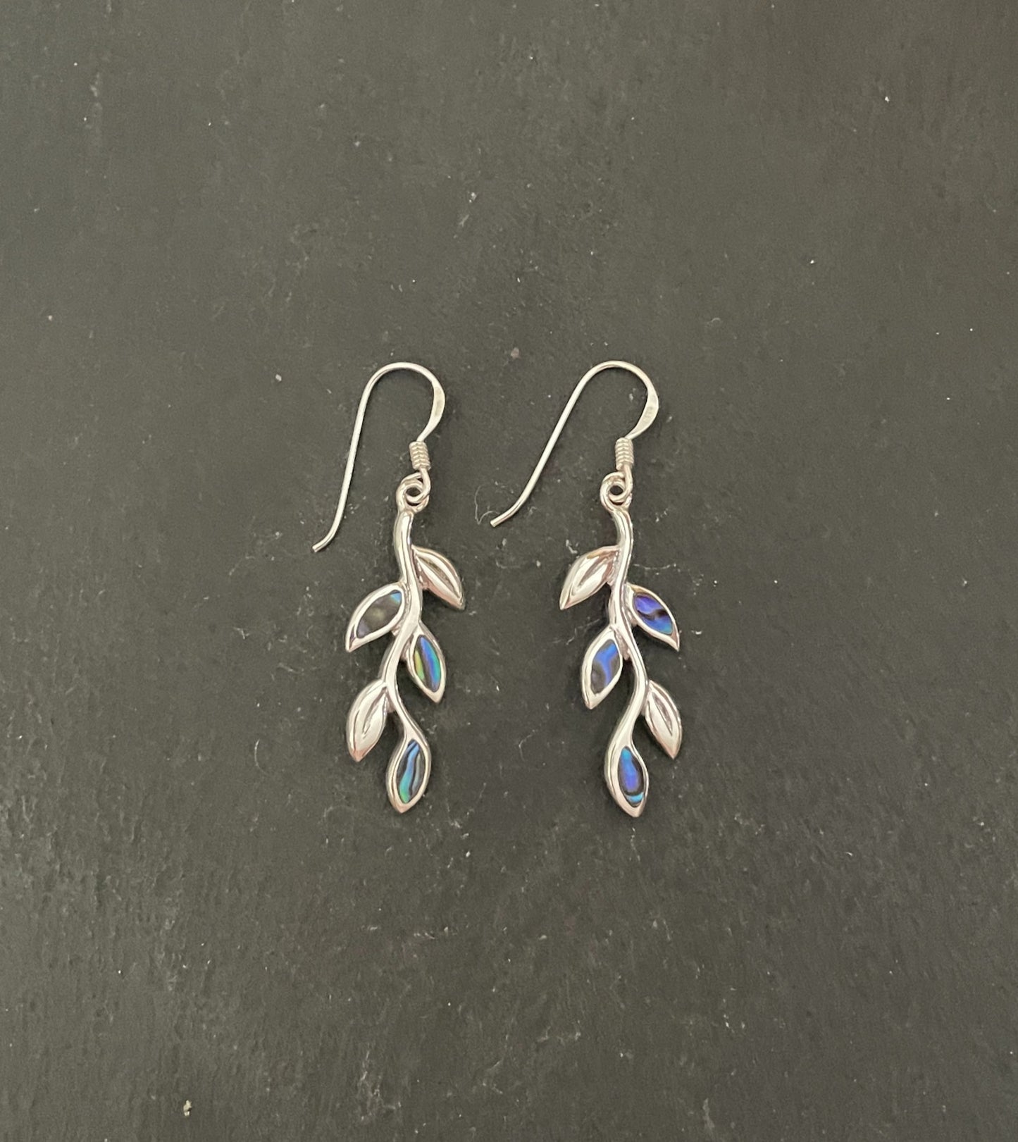 Paua Shell Leaf Earrings image 0