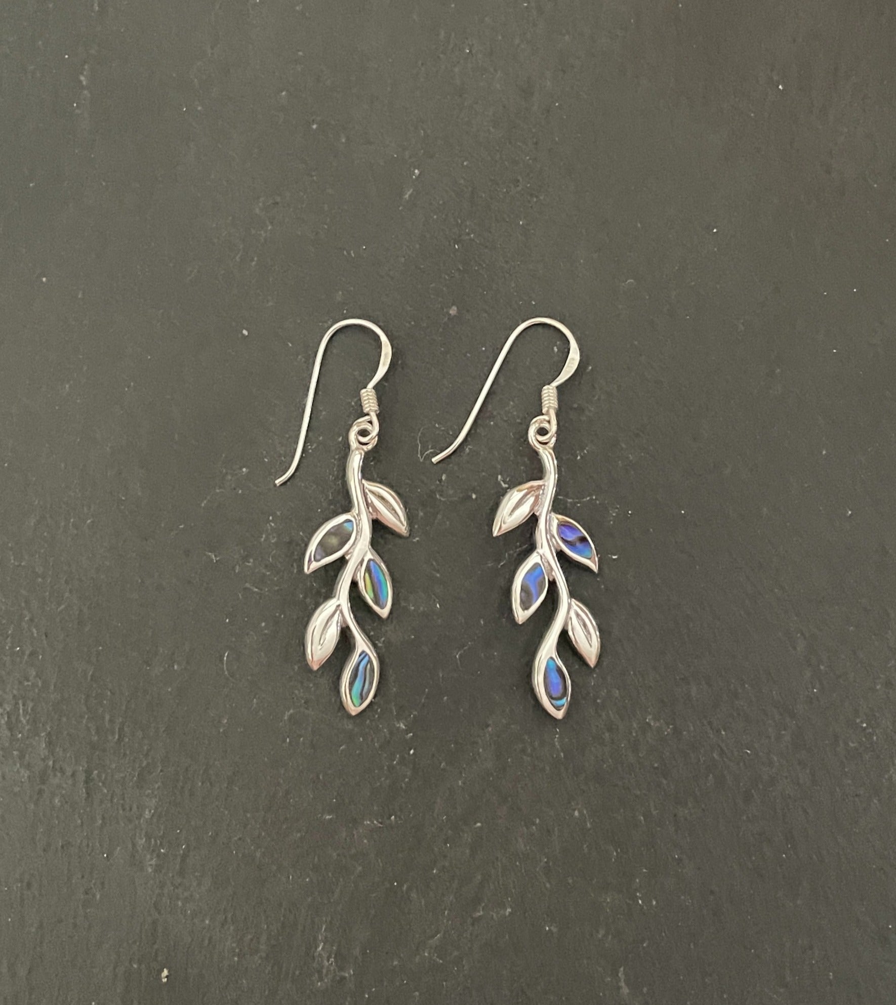 Paua Shell Leaf Earrings image 0