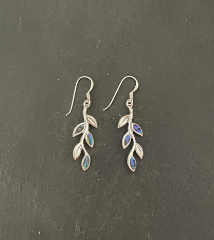 Paua Shell Leaf Earrings image 0
