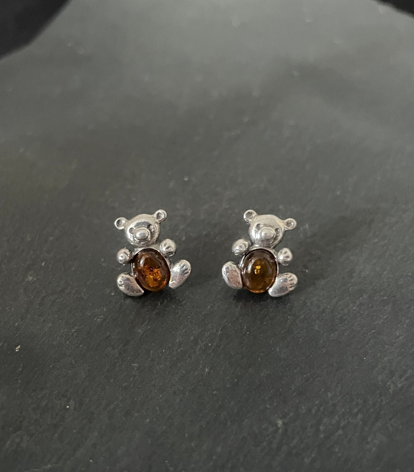 Amber Teddy Bear Studs