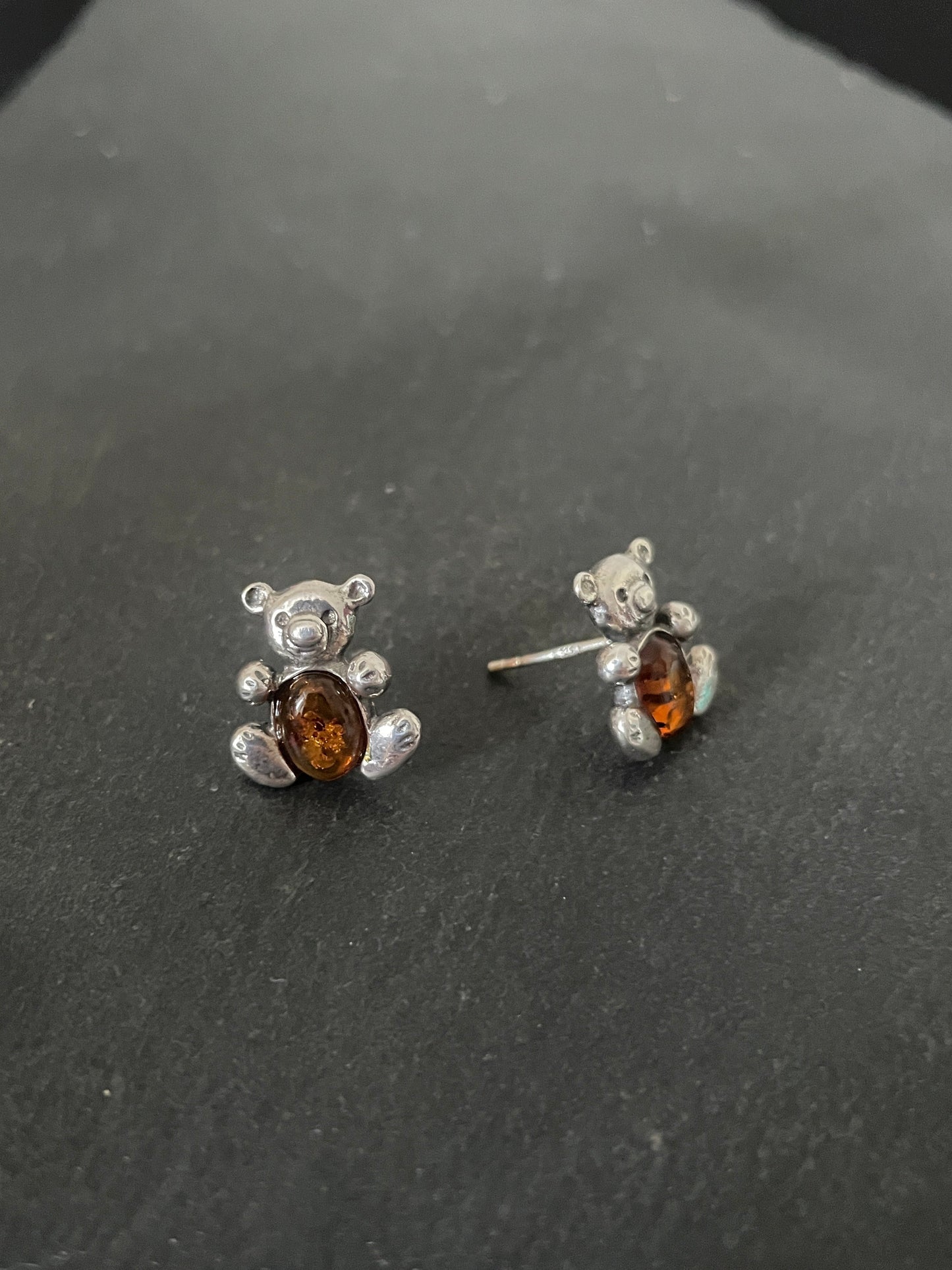 Amber Teddy Bear Studs
